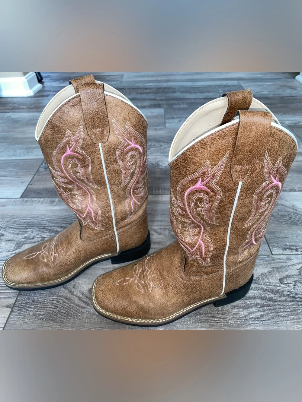Shyanne Madison Pink Brown Tan White Cowgirl Western Boots Girl’s Size 4